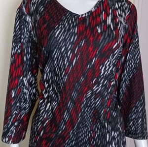 Elegant Red and Black Long Sleeve Top